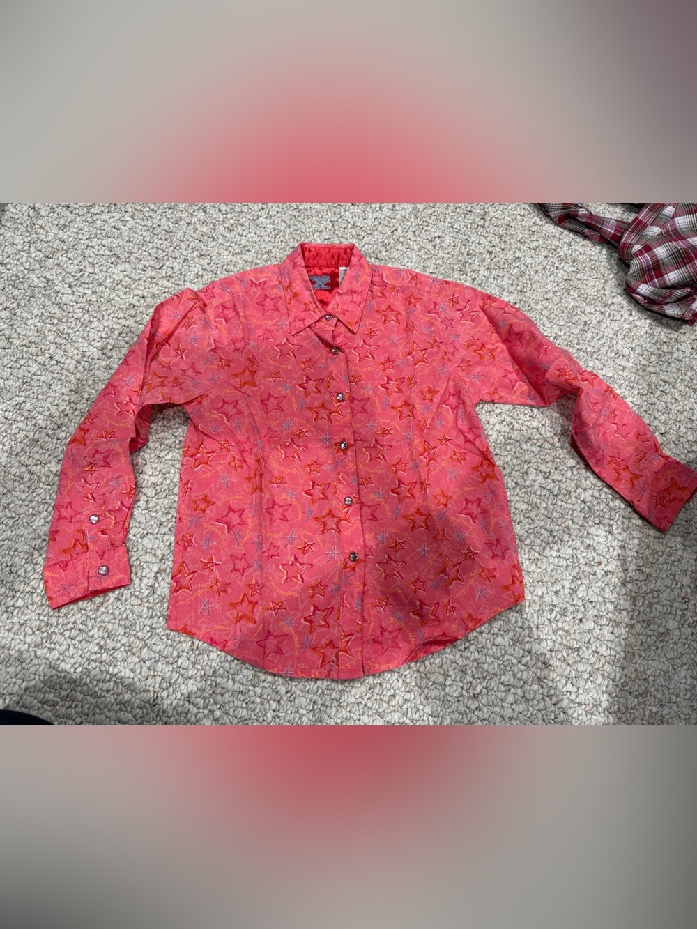 Twenty Men's Coral Red Star-Print Button-Down Shirt